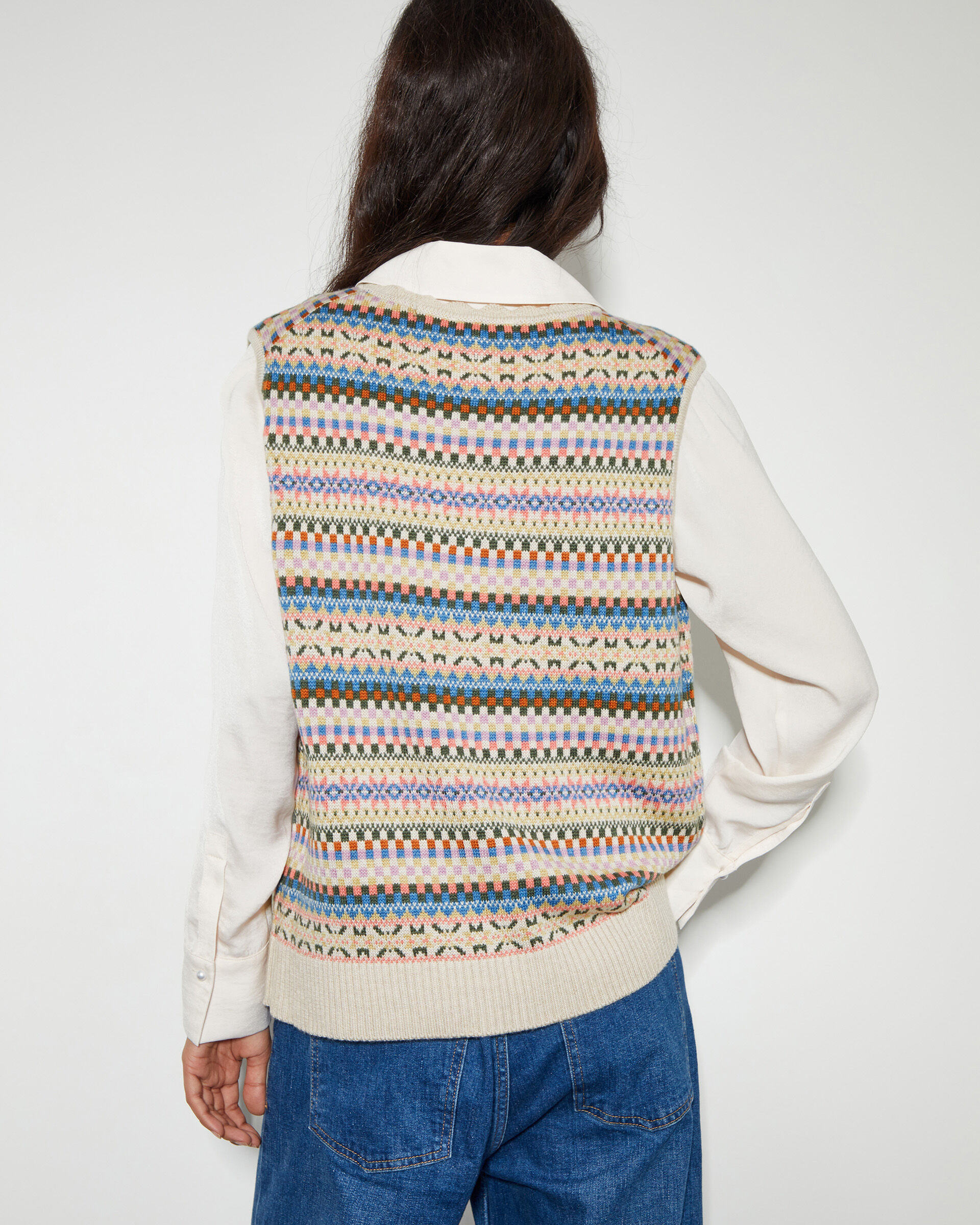 Fawn Fair Isle Sweater Vest Natural Jumpers Monsoon UK
