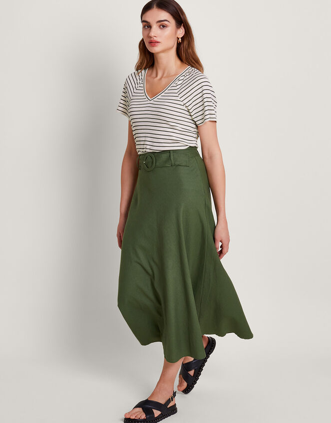 Saskia Stripe T-Shirt, Green (KHAKI), large