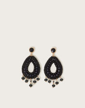 Oval Beaded Drop Earrings, , large