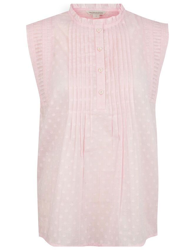 Dot Tank Top in Organic Cotton, Pink (BLUSH), large