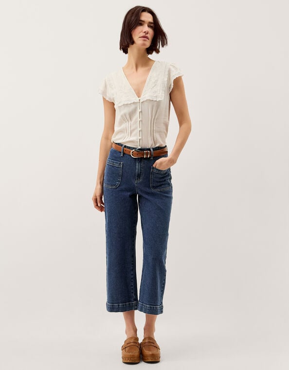 Arlo Regular Cropped Jeans, Blue (MID AUTHENTIC BLUE), large