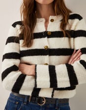 Sam Stripe Fuzzy Cardigan, Ivory (IVORY), large