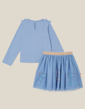 Ballerina Rhinestone Top & Disco Skirt Set, Blue (BLUE), large