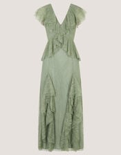 Alda Ruffle Lace Maxi Dress, Green (SAGE), large