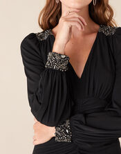 Ivie Embellished Slinky Jersey Dress, Black (BLACK), large