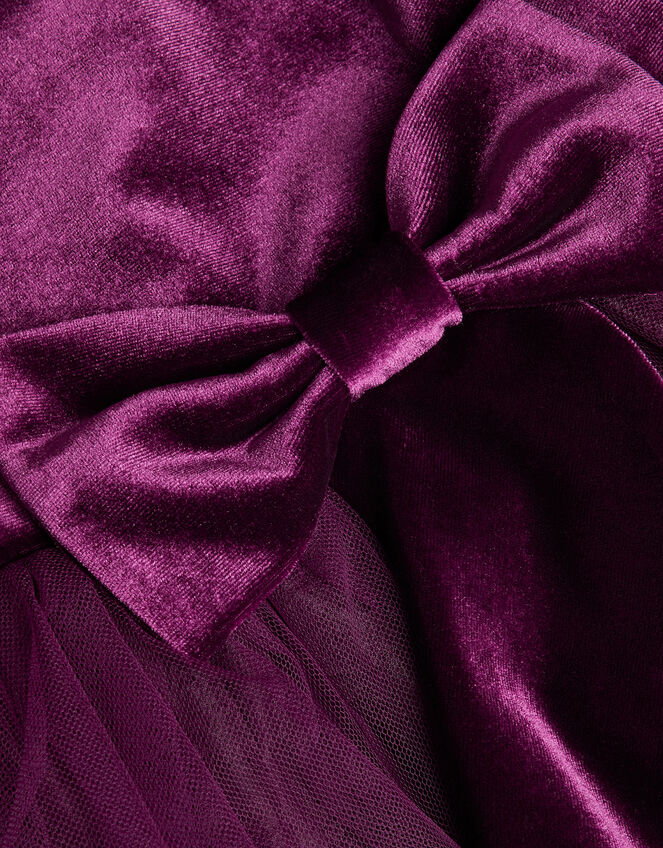 Baby Velvet Bow Party Dress, Purple (PURPLE), large