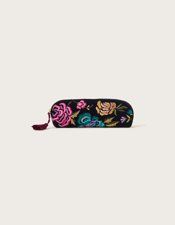 Floral Embroidered Pencil Case, , large