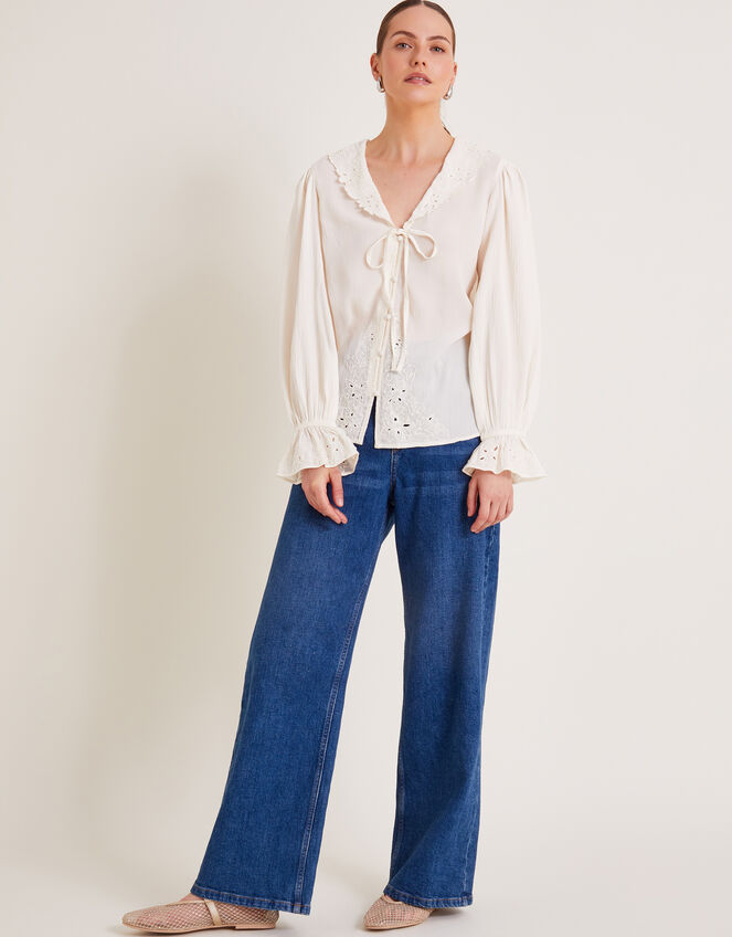 Clare Cutwork Blouse, Ivory (IVORY), large