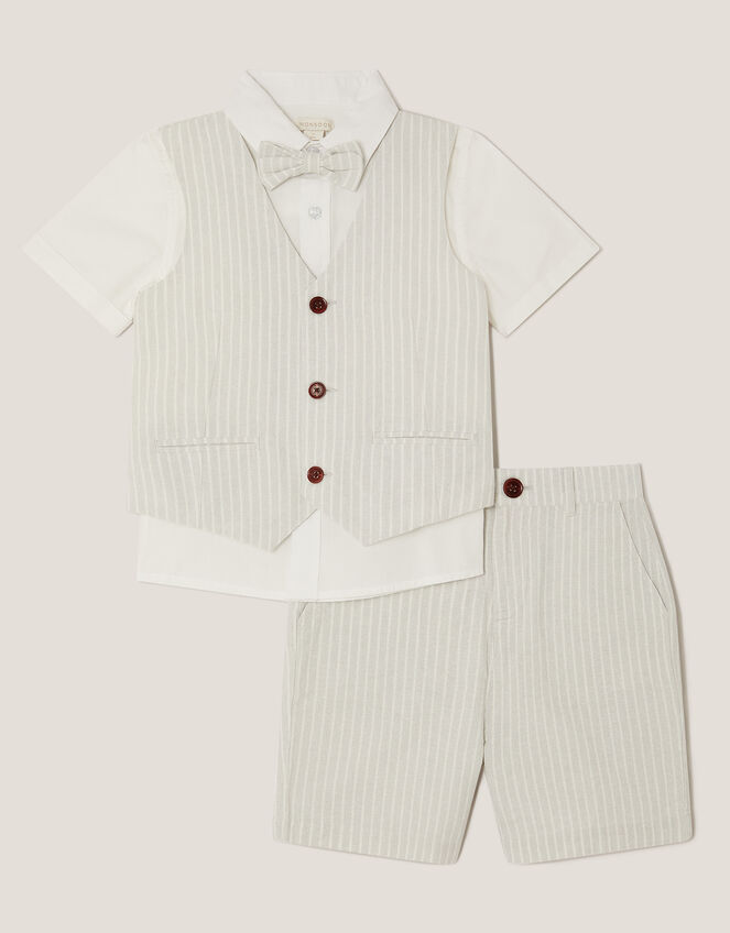 3-Piece Shirt & Waistcoat Set with Bow, Grey (GREY), large