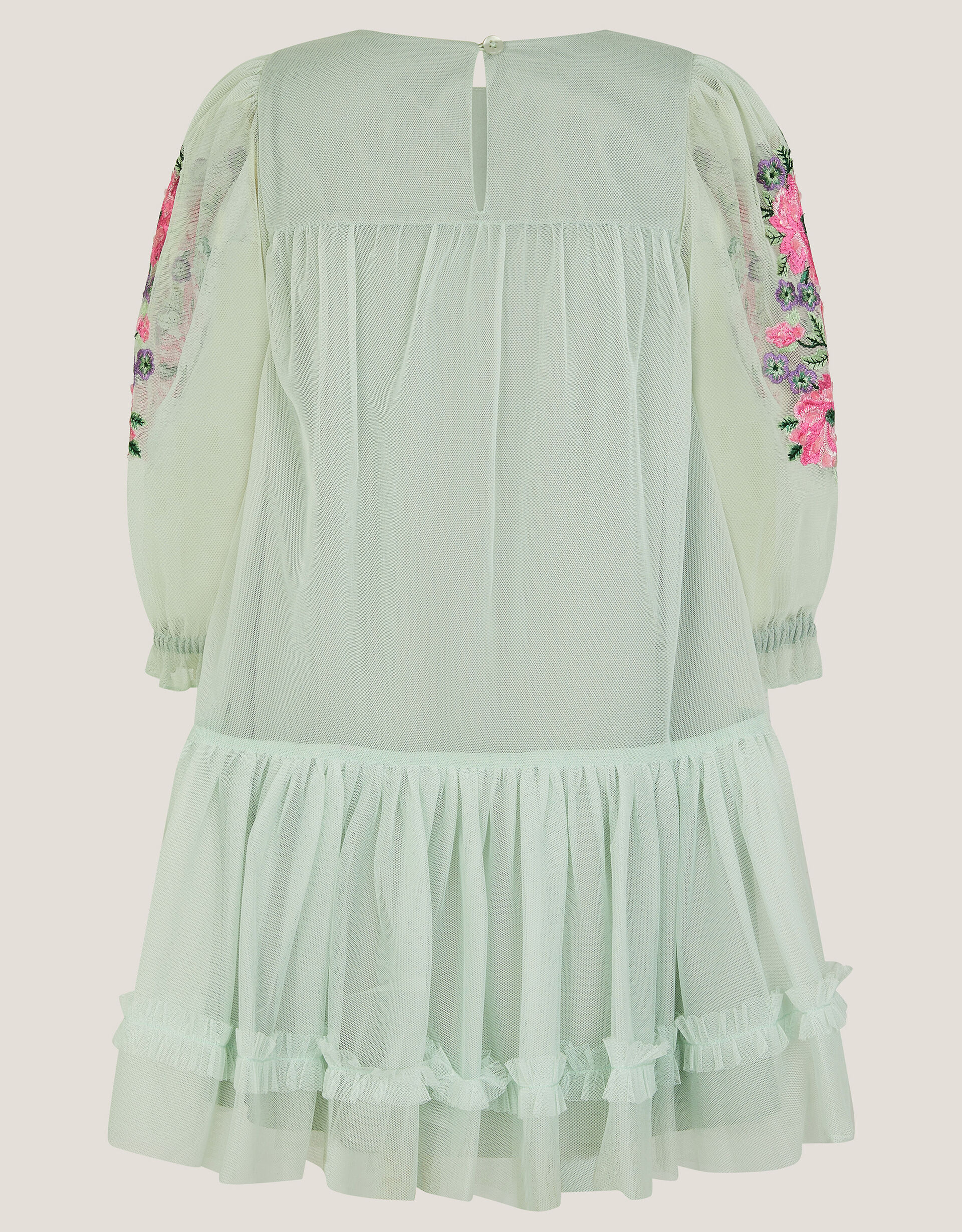 Peony Embroidered Tulle Party Dress Green | Girls' Dresses