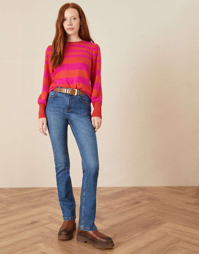 Elsa Stripe Button Detail Jumper, Pink (PINK), large