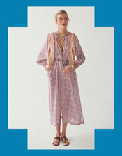 Maison Hotel Floral Tie Dress, Purple (PURPLE), large