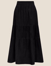 Tia Tiered Cord Skirt, Black (BLACK), large