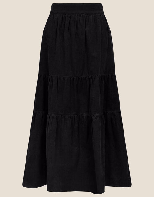 Tia Tiered Cord Skirt, Black (BLACK), large