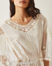 Lena Embroidered Kaftan Dress, White (WHITE), large