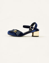 Glitter Bow Velvet Shoes, Blue (NAVY), large