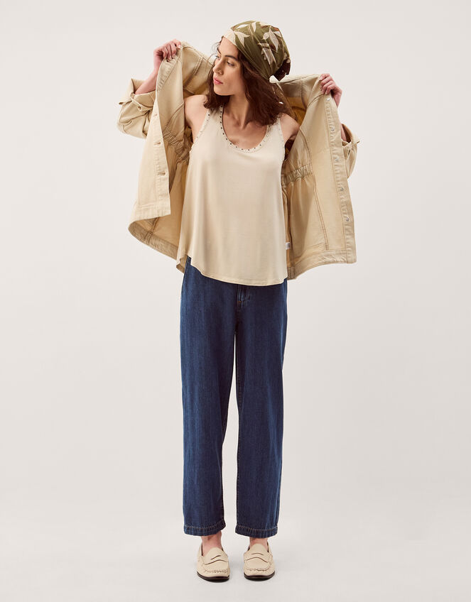 Sabia Stud Jersey Cami Top, Natural (NATURAL), large