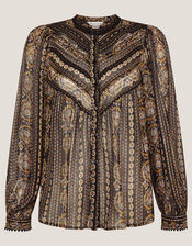 Darla Shimmer Print Blouse, Black (BLACK), large