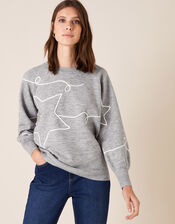 Cornelli Star Knit Jumper, Grey (GREY MARL), large