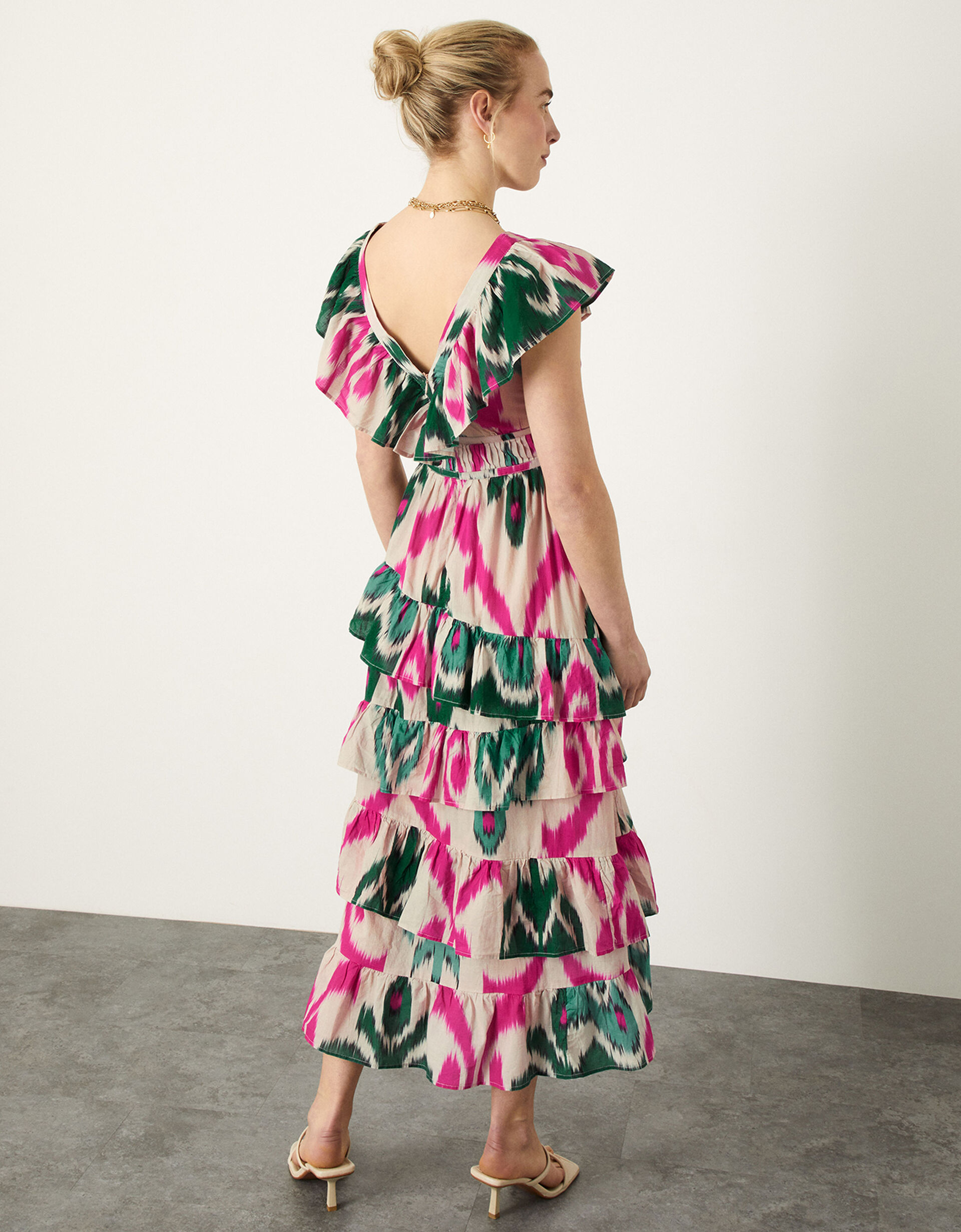 Coco Bean Earth Tone Ikat Flared Dress