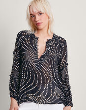 Dora Spot Blouse, Black (BLACK), large