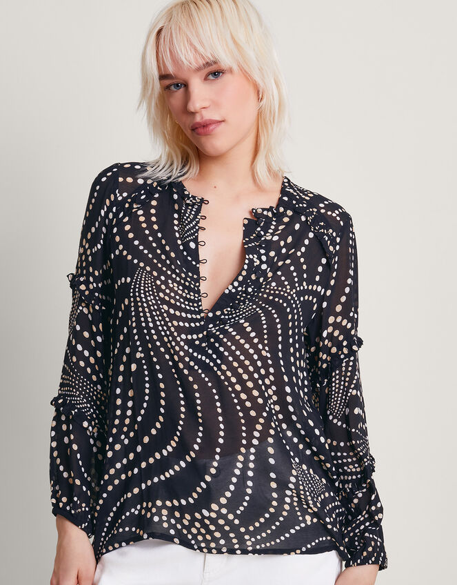 Dora Spot Blouse, Black (BLACK), large