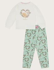 Jersey Swan Long Pyjamas Set, Green (GREEN), large