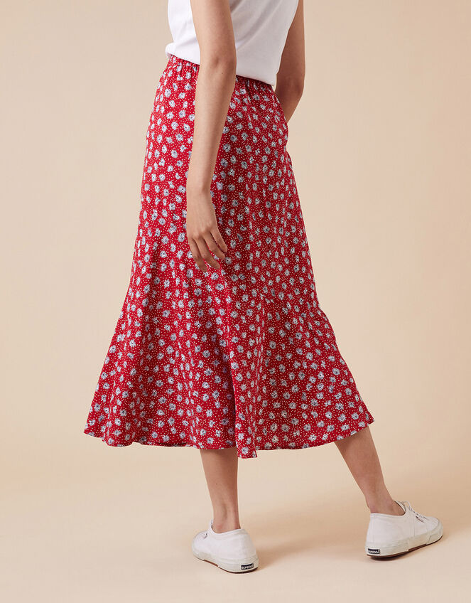 Daisy Print Midi Skirt in LENZING™ ECOVERO™, Red (RED), large