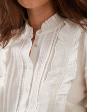 Meesha Frill Short Sleeve Shirt , Ivory (IVORY), large