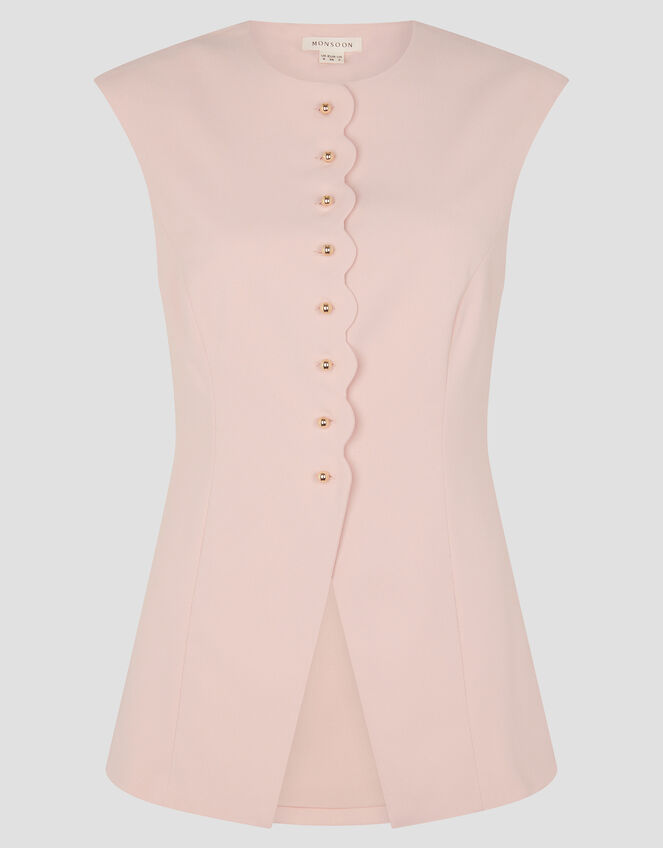 Ruth Scallop Waistcoat, Pink (PALE PINK), large