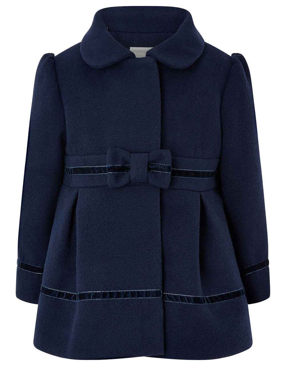Bimbalo - Fur Trim Bow Detail Coat - Baby Blue
