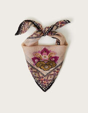 Sara Medallion Print Silk Scarf, , large