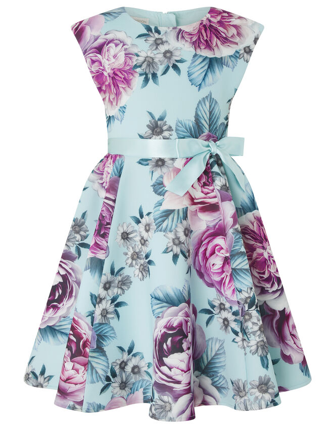 Leena Floral Scuba Occasion Dress, Blue (PALE BLUE), large