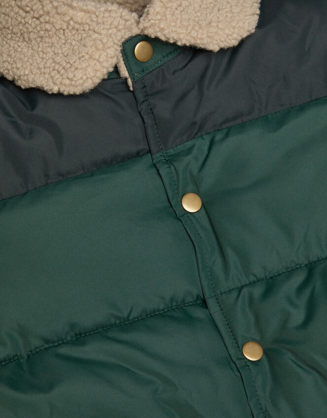 Borg Collar Puffer Jacket, Green (GREEN), large