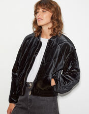 Violet Velvet Bomber Jacket, Blue (PETROL), large
