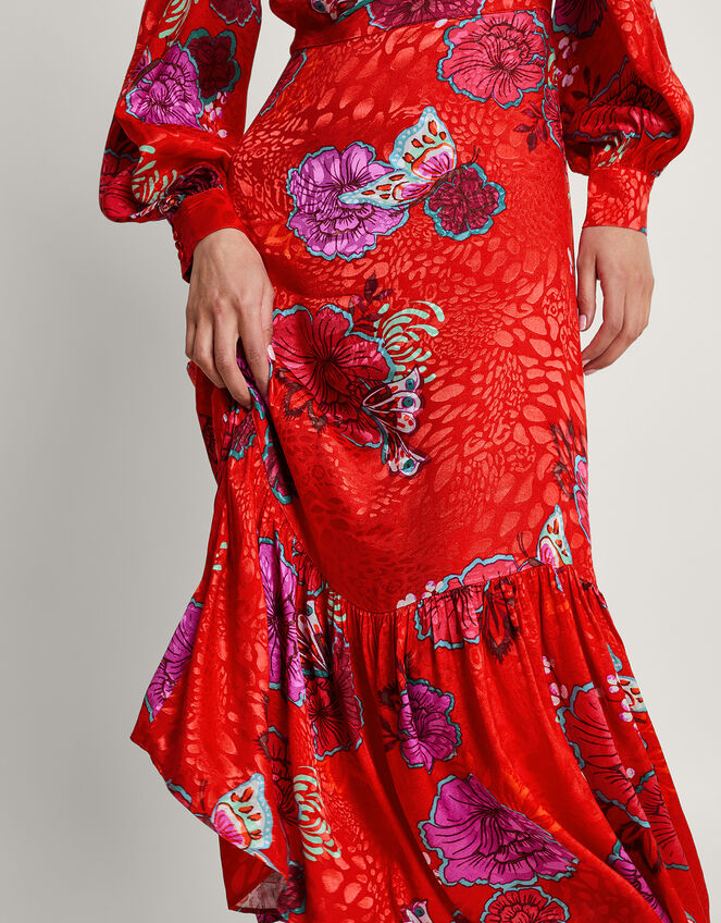 Esme Floral Tea Dress, Red (RED), large