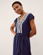 Tara V-Neck Midi Kaftan Dress, Blue (BLUE), large