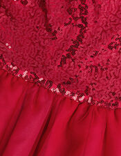Olivia Sequin Organza Dress, Red (RED), large