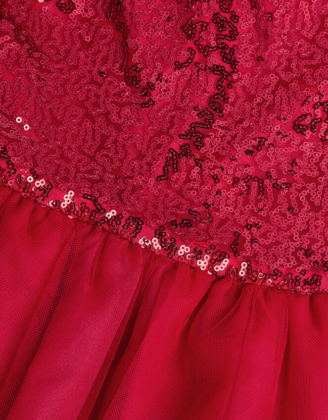 Olivia Sequin Organza Dress, Red (RED), large