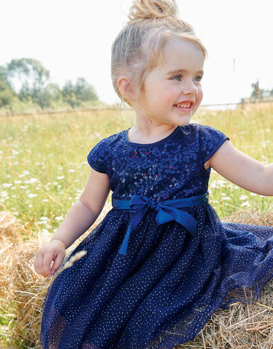 Baby Paige Sequin Dress Blue, Blue (NAVY), large