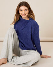 LOUNGE Split Neck Knit Jumper , Blue (COBALT), large