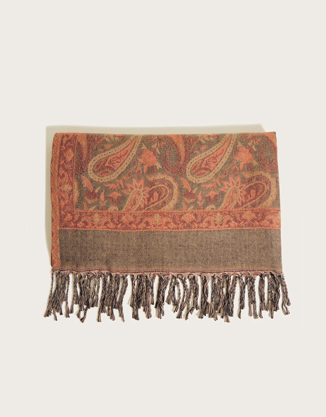 Paisley Print Jacquard Scarf, , large