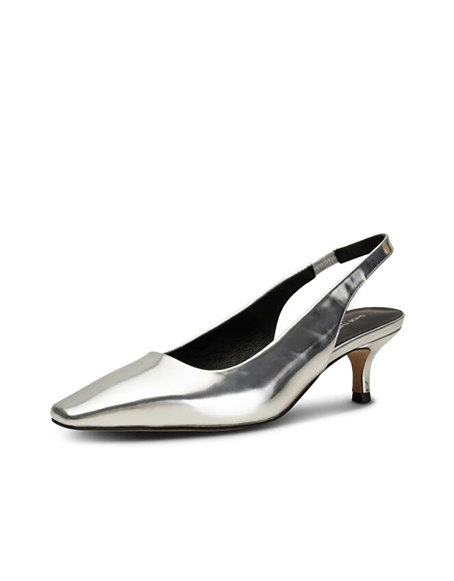 Shoe The Bear Metallic Slingback Kitten Heels, Silver (SILVER), large