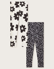 2-Pack Floral Leggings, Black (BLACK), large