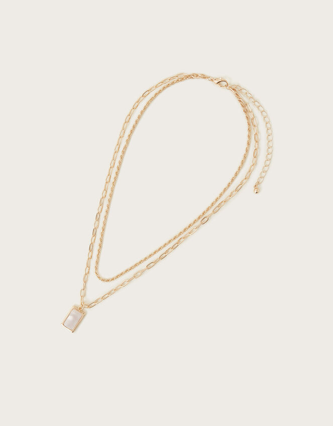 Moonstone Charm Layered Necklace, , large