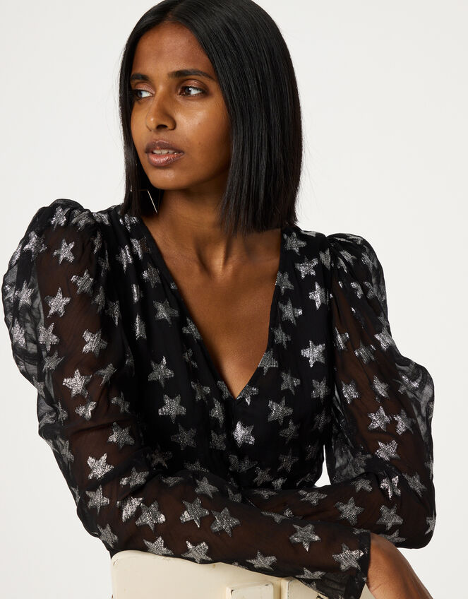 Fabienne Chapot Metallic Star Print Maxi Dress, Black (BLACK), large