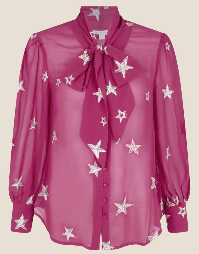 Liza Star Pussybow Blouse, Pink (PINK), large