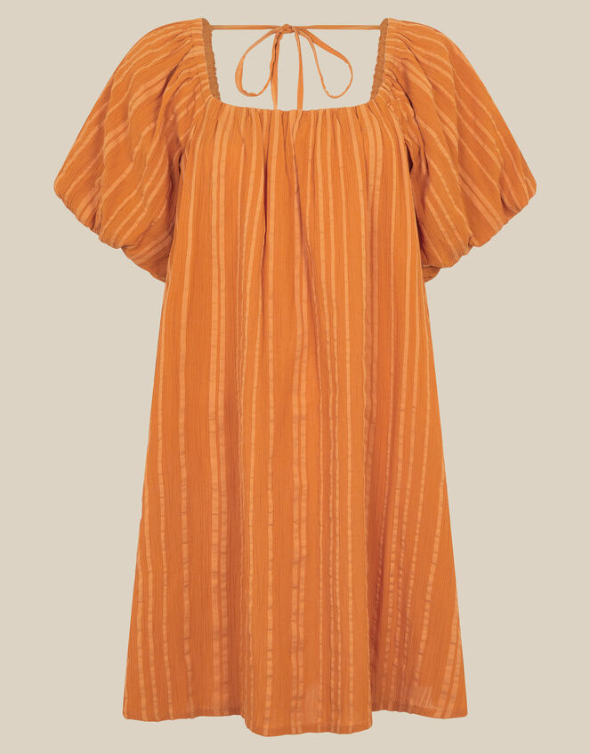 Yara Puff Sleeve Stripe Mini Dress, Tan (TAN), large