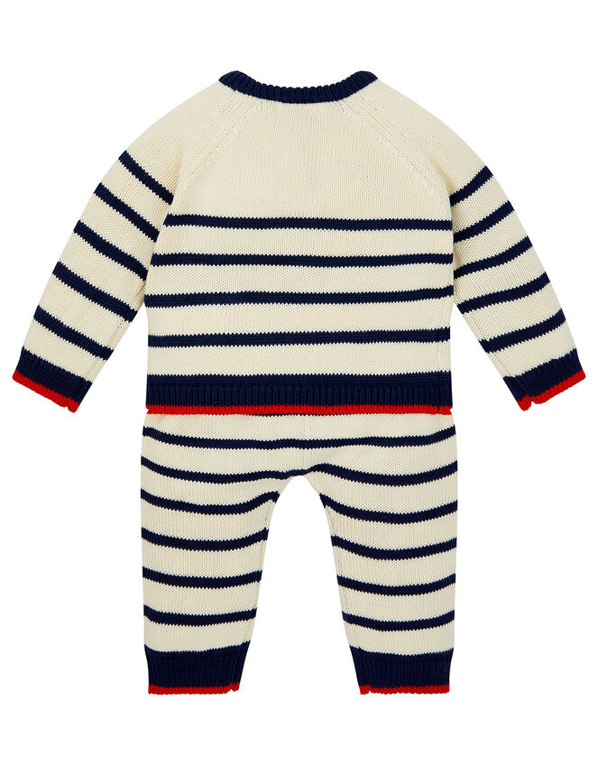 Newborn Boat and Stripe Knit Set, Blue (NAVY), large