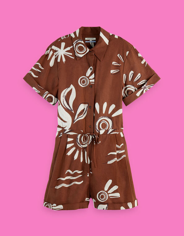 Scotch & Soda Sun Print Playsuit, Brown (BROWN), large